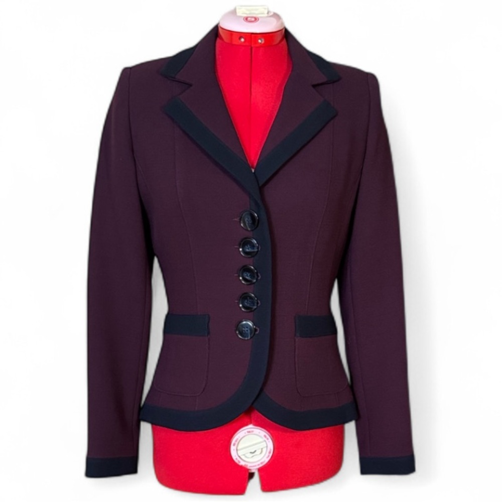 Ross Mayer Purple and Navy Blue Wool Blazer Size 4
